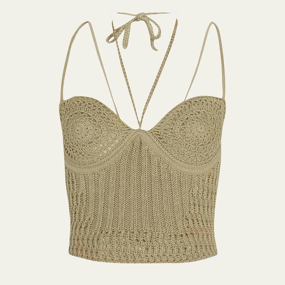 Jonathan Simkhai Ralia cotton blend hippie chic crochet crop top.